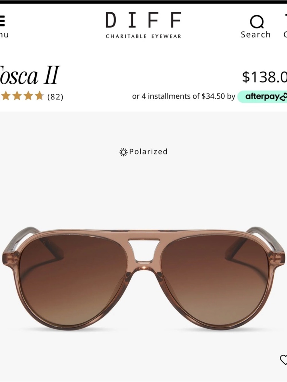 Diff Eyewear Tosca II Brown Gradient Aviator Sunglasses